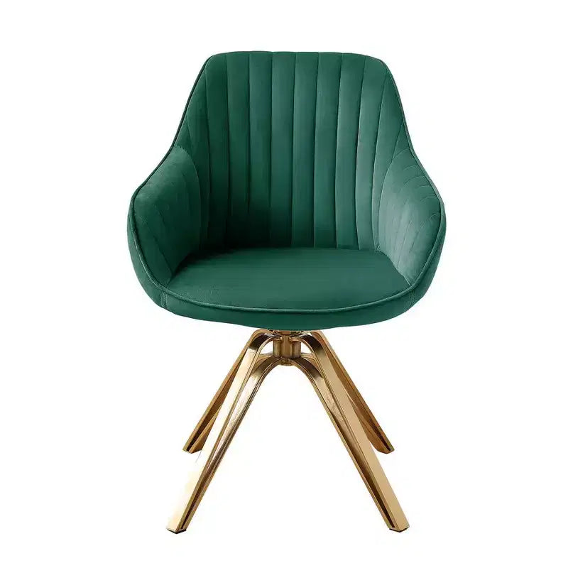 Fauteuil d'appoint pivotant à 360° HOMLUX Pyramid, style milieu de siècle, revêtu de velours confortable - Pieds plaqués or pour chambre, bureau, salle à manger