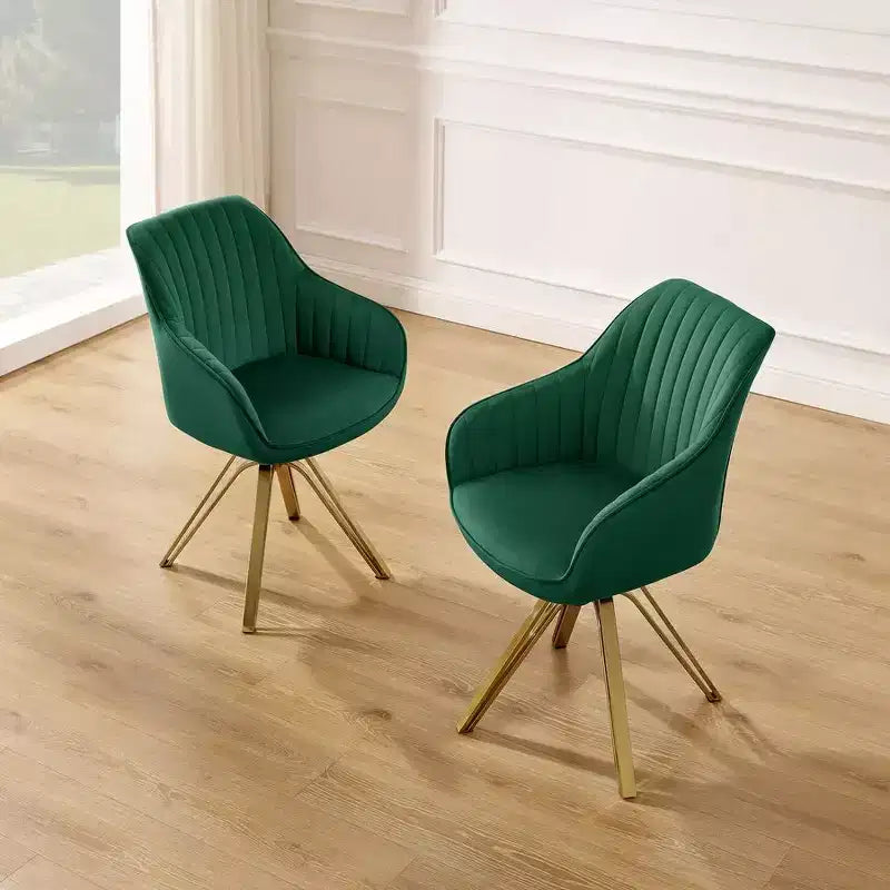 Fauteuil d'appoint pivotant à 360° HOMLUX Pyramid, style milieu de siècle, revêtu de velours confortable - Pieds plaqués or pour chambre, bureau, salle à manger