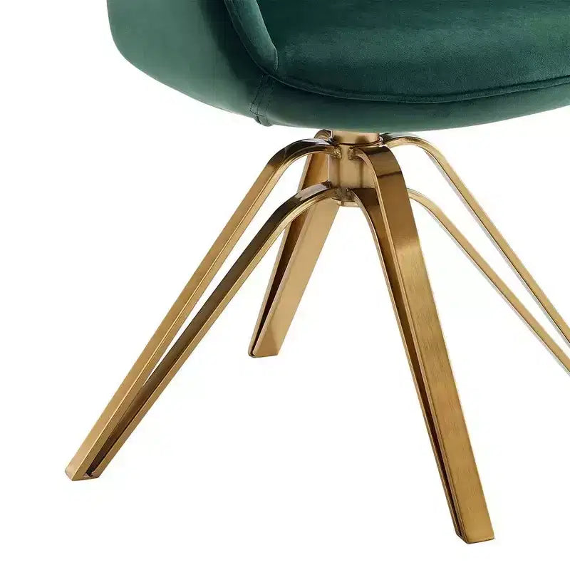 Fauteuil d'appoint pivotant à 360° HOMLUX Pyramid, style milieu de siècle, revêtu de velours confortable - Pieds plaqués or pour chambre, bureau, salle à manger