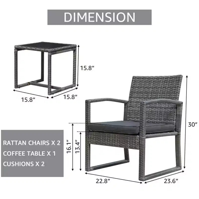 Sunsitt Ensemble conversation extérieur 3 pièces en osier avec table basse
