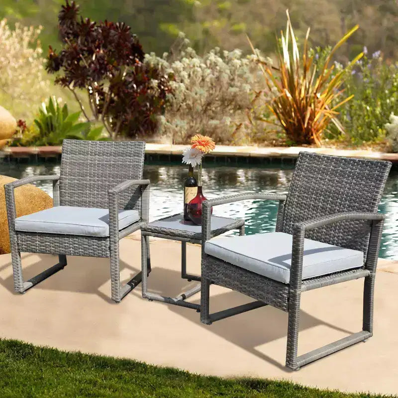 Sunsitt Ensemble conversation extérieur 3 pièces en osier avec table basse