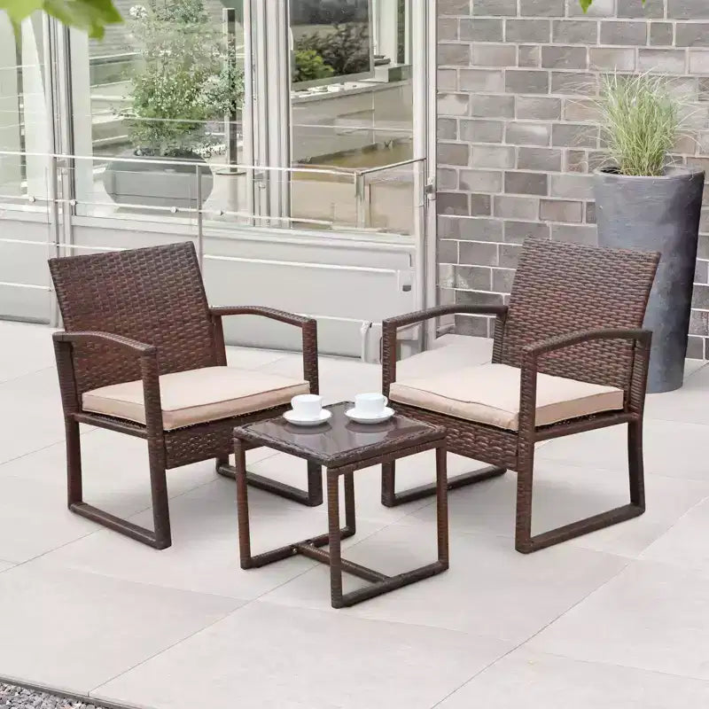 Sunsitt Ensemble conversation extérieur 3 pièces en osier avec table basse