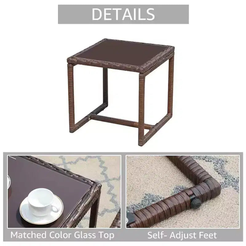Sunsitt Ensemble conversation extérieur 3 pièces en osier avec table basse