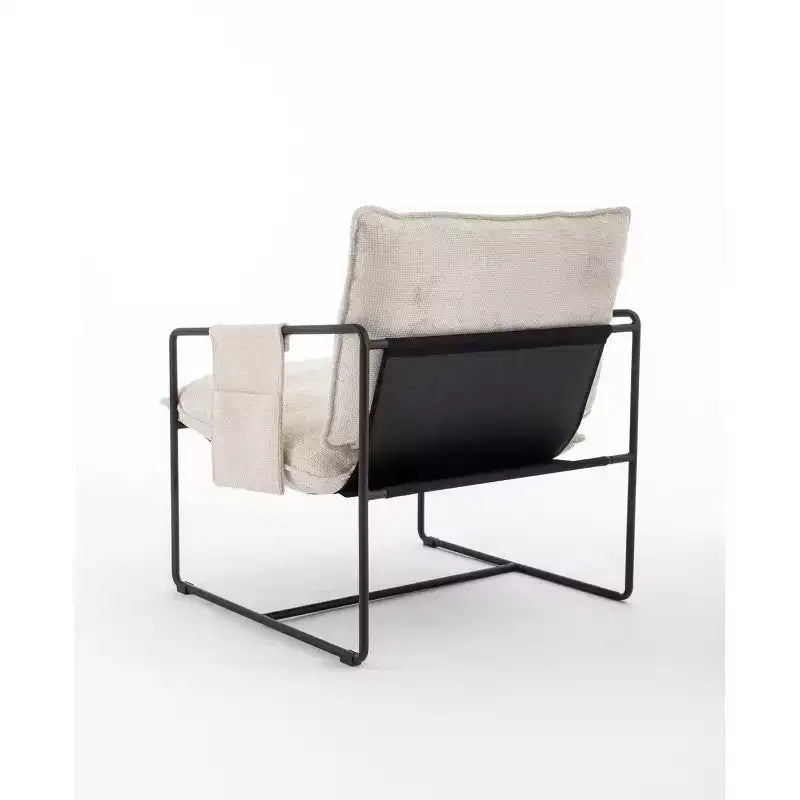 Lot de 2 fauteuils d'appoint modernes avec poches latérales, fauteuils rembourrés avec cadre en métal pour salon et chambre 4W - ModernLuxe