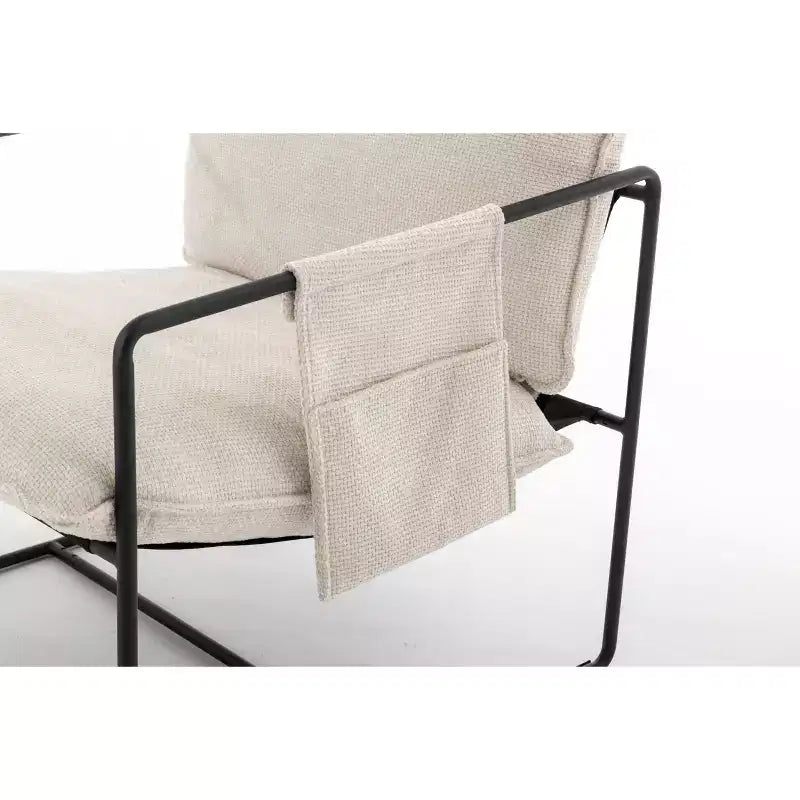 Lot de 2 fauteuils d'appoint modernes avec poches latérales, fauteuils rembourrés avec cadre en métal pour salon et chambre 4W - ModernLuxe