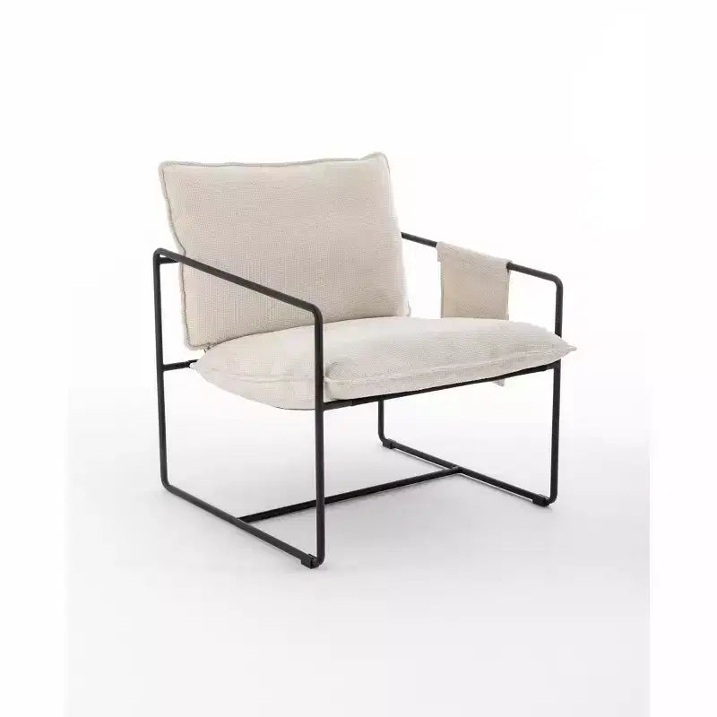 Lot de 2 fauteuils d'appoint modernes avec poches latérales, fauteuils rembourrés avec cadre en métal pour salon et chambre 4W - ModernLuxe