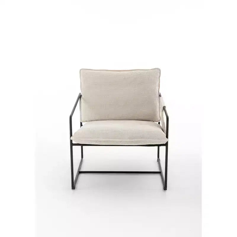 Lot de 2 fauteuils d'appoint modernes avec poches latérales, fauteuils rembourrés avec cadre en métal pour salon et chambre 4W - ModernLuxe
