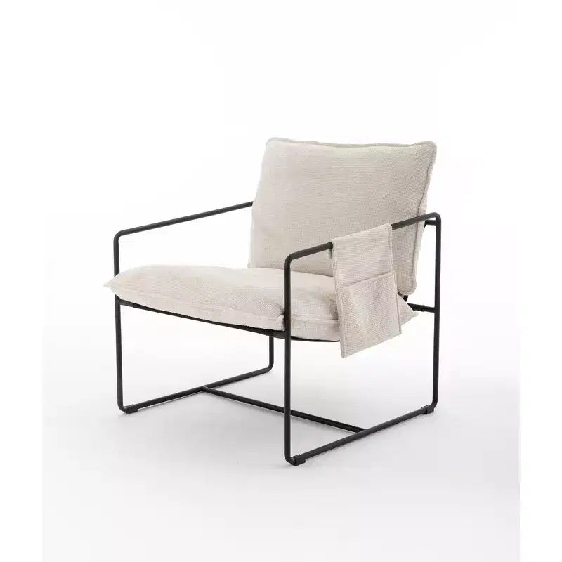 Lot de 2 fauteuils d'appoint modernes avec poches latérales, fauteuils rembourrés avec cadre en métal pour salon et chambre 4W - ModernLuxe