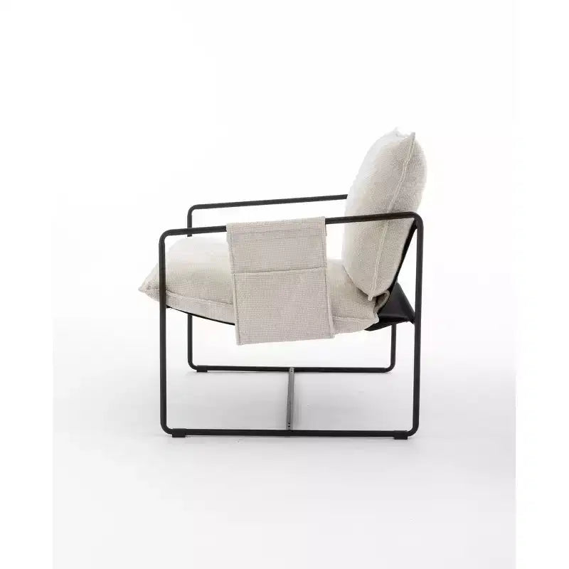 Lot de 2 fauteuils d'appoint modernes avec poches latérales, fauteuils rembourrés avec cadre en métal pour salon et chambre 4W - ModernLuxe