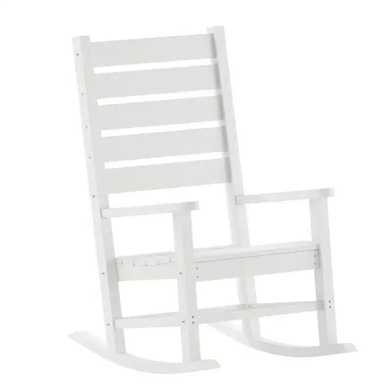 Ensemble 3 pièces Merrick Lane Chaises/Table pour utilisation intérieure/extérieure toutes saisons avec 2 fauteuils à bascule contemporains et une table d'appoint élégante