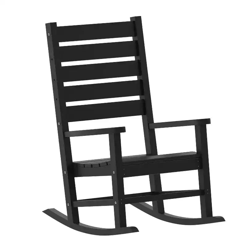 Ensemble 3 pièces Merrick Lane Chaises/Table pour utilisation intérieure/extérieure toutes saisons avec 2 fauteuils à bascule contemporains et une table d'appoint élégante