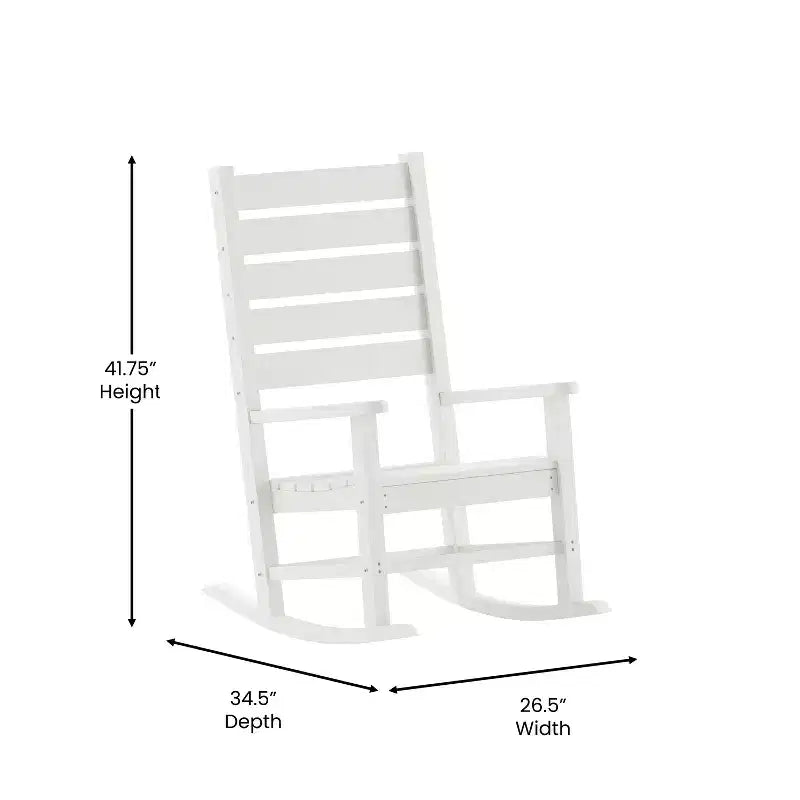 Ensemble 3 pièces Merrick Lane Chaises/Table pour utilisation intérieure/extérieure toutes saisons avec 2 fauteuils à bascule contemporains et une table d'appoint élégante