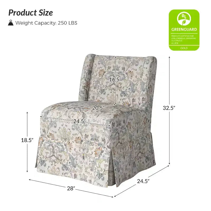 Fabrizius Transitional Upholstered Slipper Chair Set of 2 with Washable Slipcover and Solid Wood Legs | HULALA HOME