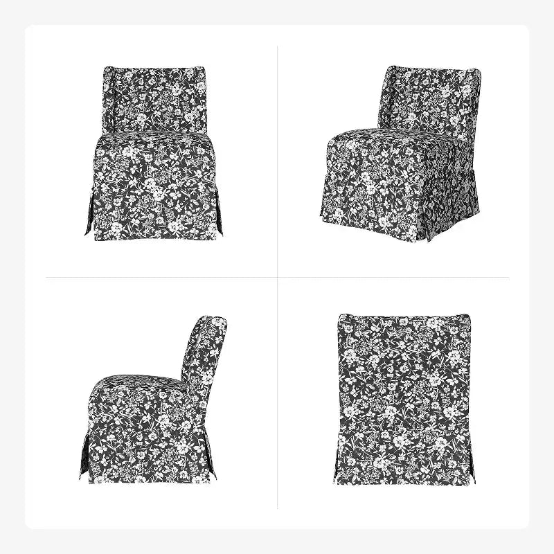 Fabrizius Transitional Upholstered Slipper Chair Set of 2 with Washable Slipcover and Solid Wood Legs | HULALA HOME
