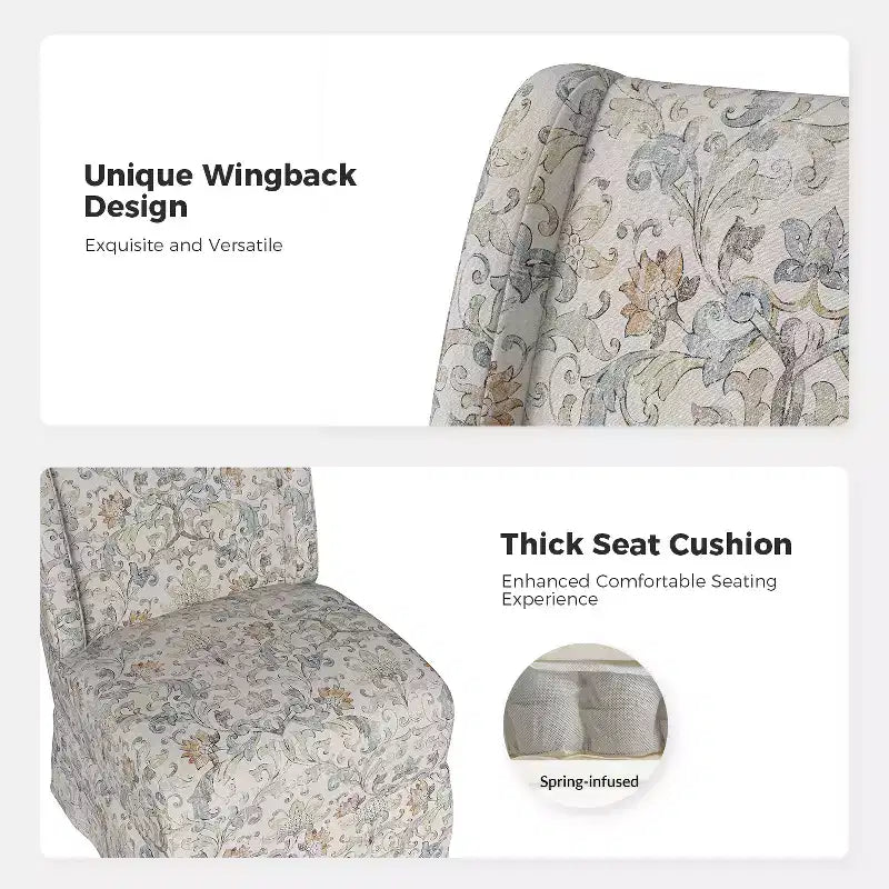 Fabrizius Transitional Upholstered Slipper Chair Set of 2 with Washable Slipcover and Solid Wood Legs | HULALA HOME