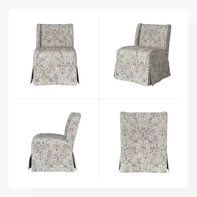Fabrizius Transitional Upholstered Slipper Chair Set of 2 with Washable Slipcover and Solid Wood Legs | HULALA HOME