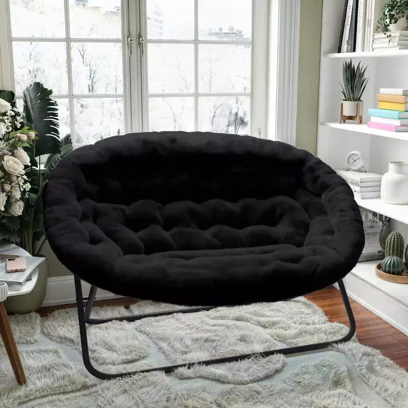 Flash Furniture Eleanor Fauteuil double soucoupe rembourré et pliable avec cadre en acier pour dortoir, salon ou chambre à coucher