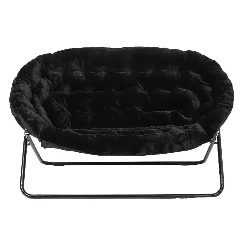 Flash Furniture Eleanor Fauteuil double soucoupe rembourré et pliable avec cadre en acier pour dortoir, salon ou chambre à coucher