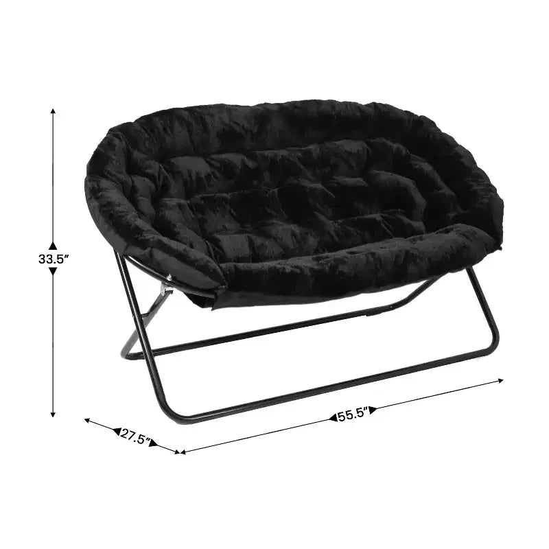 Flash Furniture Eleanor Fauteuil double soucoupe rembourré et pliable avec cadre en acier pour dortoir, salon ou chambre à coucher