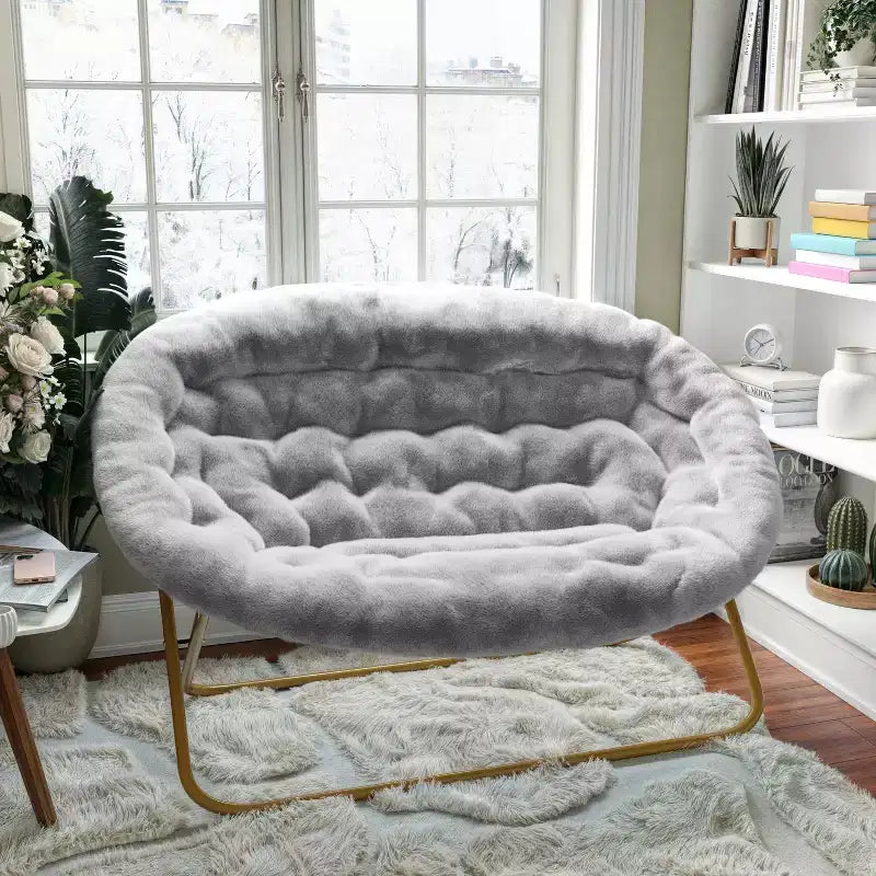 Flash Furniture Eleanor Fauteuil double soucoupe rembourré et pliable avec cadre en acier pour dortoir, salon ou chambre à coucher