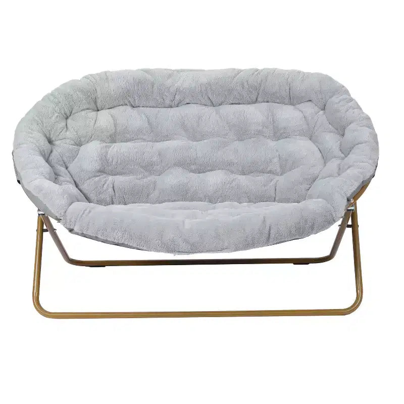 Flash Furniture Eleanor Fauteuil double soucoupe rembourré et pliable avec cadre en acier pour dortoir, salon ou chambre à coucher