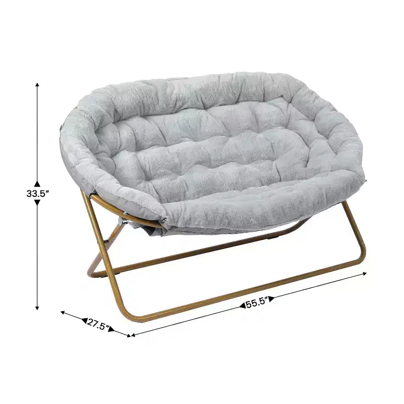Flash Furniture Eleanor Fauteuil double soucoupe rembourré et pliable avec cadre en acier pour dortoir, salon ou chambre à coucher