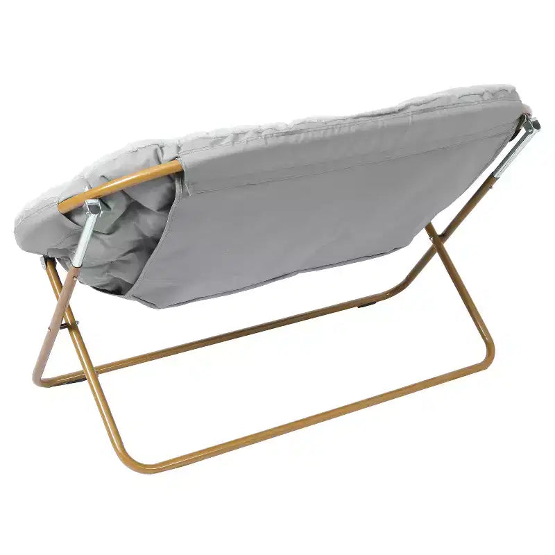 Flash Furniture Eleanor Fauteuil double soucoupe rembourré et pliable avec cadre en acier pour dortoir, salon ou chambre à coucher