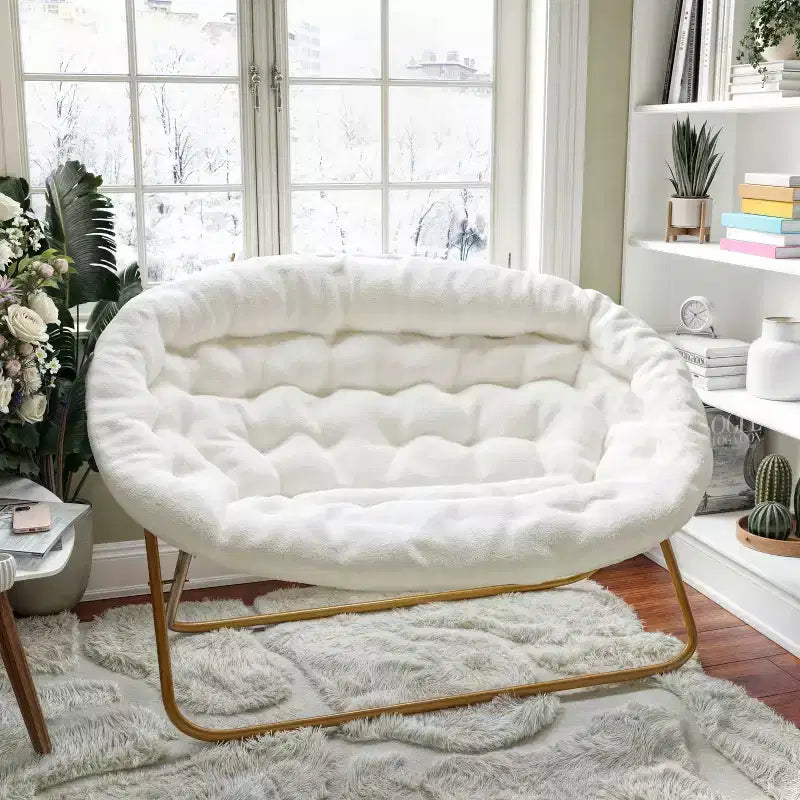 Flash Furniture Eleanor Fauteuil double soucoupe rembourré et pliable avec cadre en acier pour dortoir, salon ou chambre à coucher