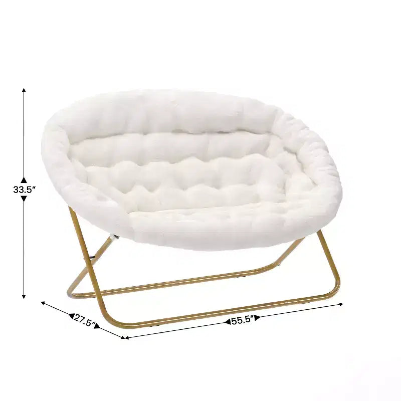 Flash Furniture Eleanor Fauteuil double soucoupe rembourré et pliable avec cadre en acier pour dortoir, salon ou chambre à coucher