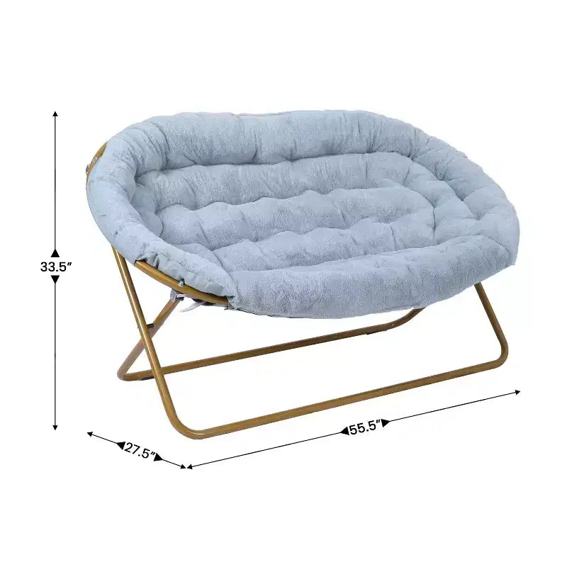 Flash Furniture Eleanor Fauteuil double soucoupe rembourré et pliable avec cadre en acier pour dortoir, salon ou chambre à coucher