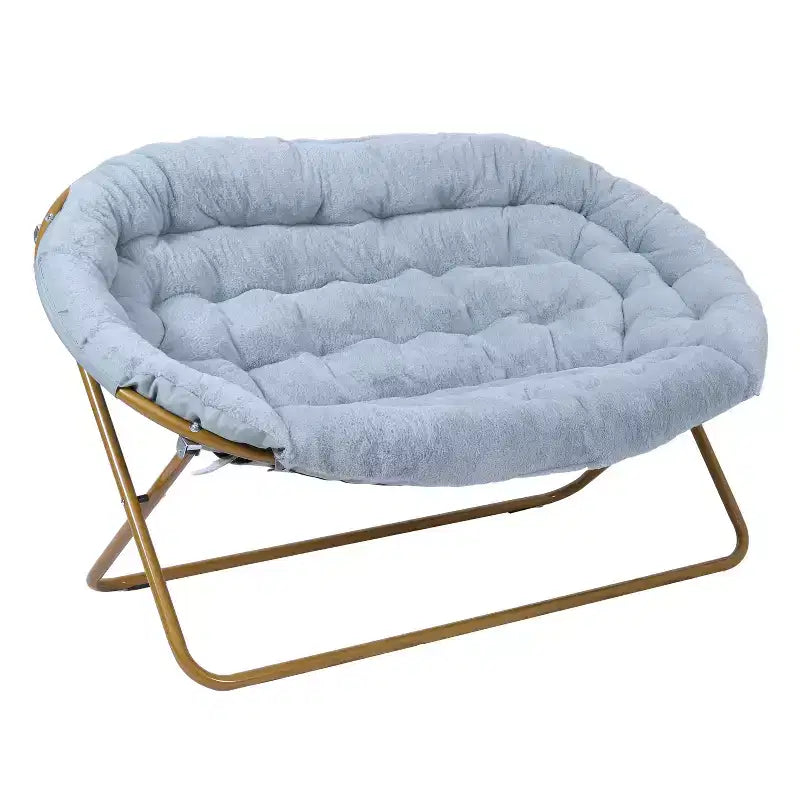 Flash Furniture Eleanor Fauteuil double soucoupe rembourré et pliable avec cadre en acier pour dortoir, salon ou chambre à coucher