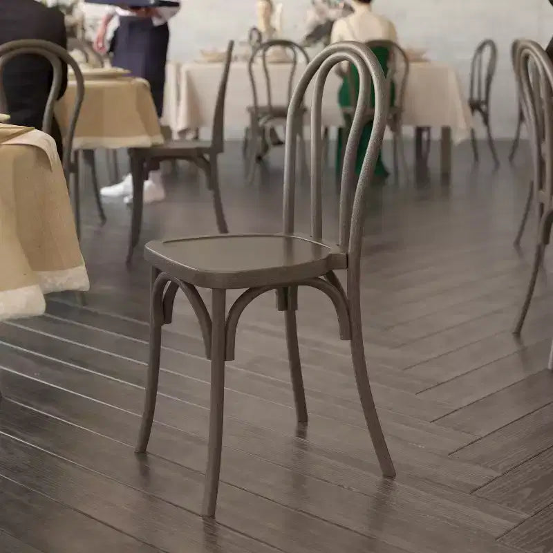 Flash Furniture HERCULES 2 Pack Commercial Indoor/Outdoor Wood Look Resin Thonet Style Chair