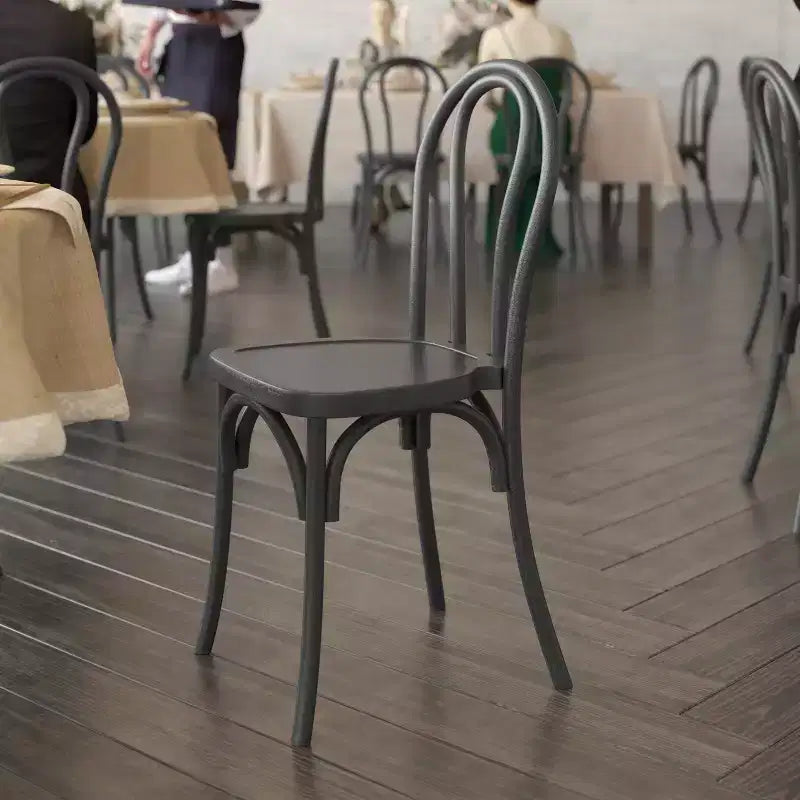 Flash Furniture HERCULES 2 Pack Commercial Indoor/Outdoor Wood Look Resin Thonet Style Chair