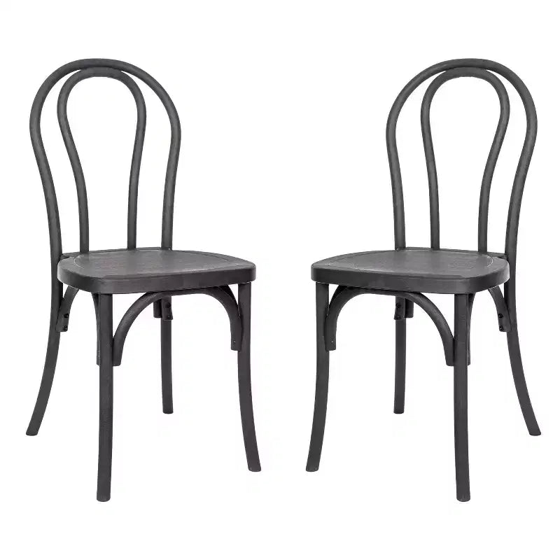 Flash Furniture HERCULES 2 Pack Commercial Indoor/Outdoor Wood Look Resin Thonet Style Chair
