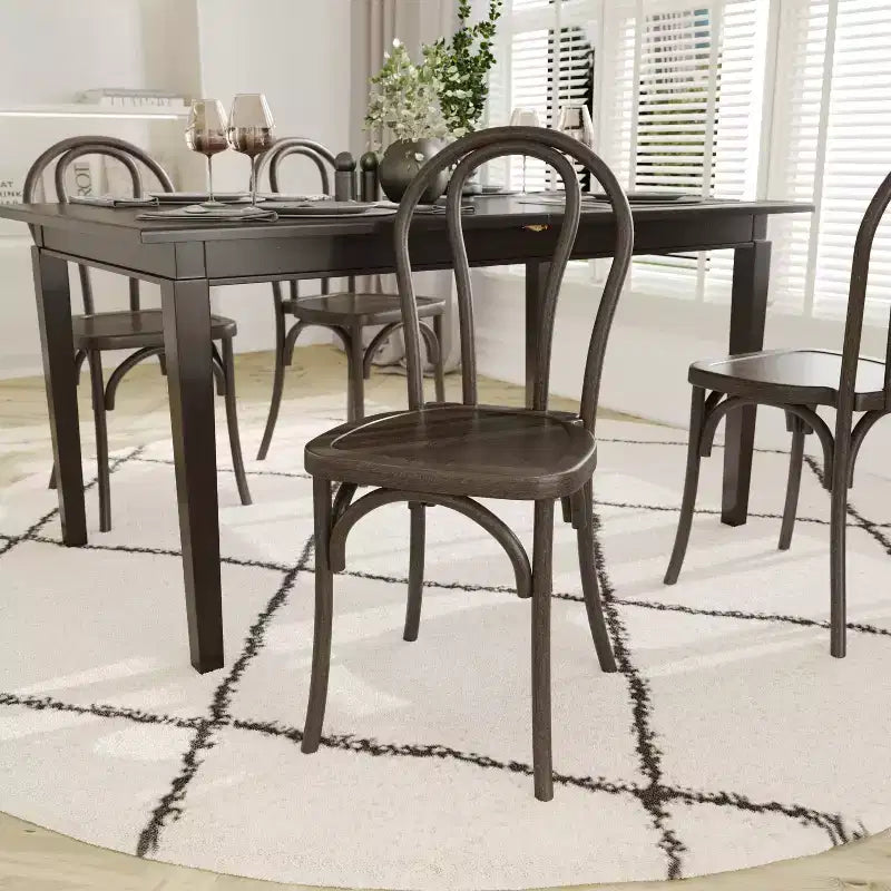 Emma and Oliver Weather-Resistant Wood Look Resin Thonet Chair for Indoor/Outdoor Use