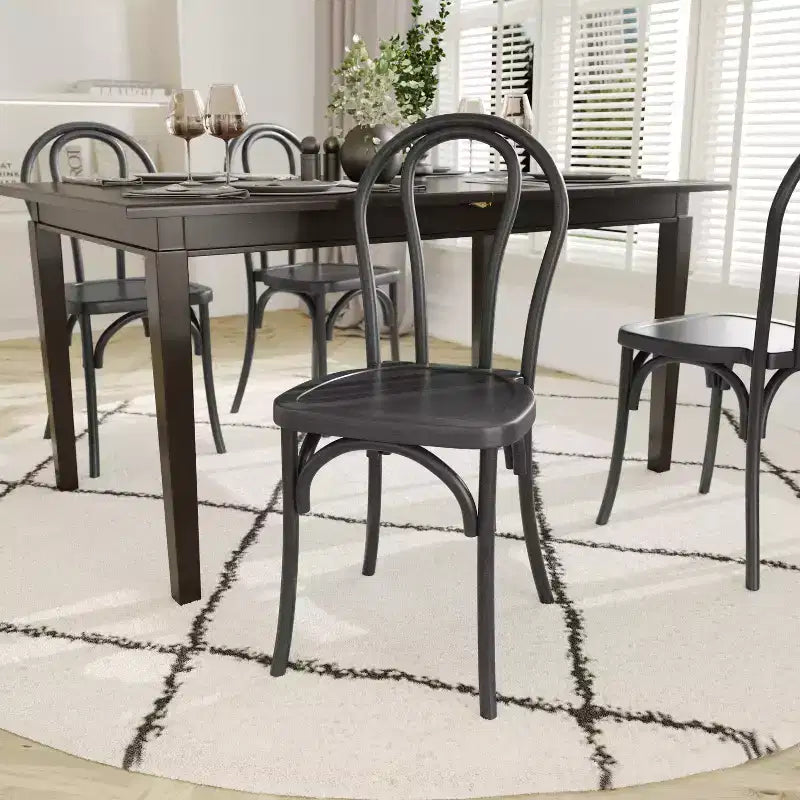 Emma and Oliver Weather-Resistant Wood Look Resin Thonet Chair for Indoor/Outdoor Use
