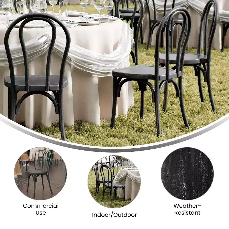 Emma and Oliver Weather-Resistant Wood Look Resin Thonet Chair for Indoor/Outdoor Use