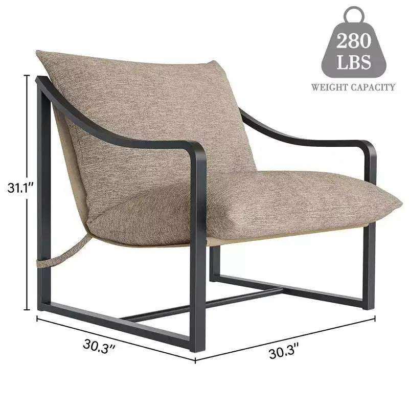 WhizMax Modern Sling Accent Chair, Comfy Fabric Living Room Chairs with Heavy Duty Metal Frame, Lounge Reading Armchair for Living Room Bedroom