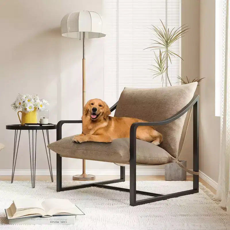 WhizMax Modern Sling Accent Chair, Comfy Fabric Living Room Chairs with Heavy Duty Metal Frame, Lounge Reading Armchair for Living Room Bedroom
