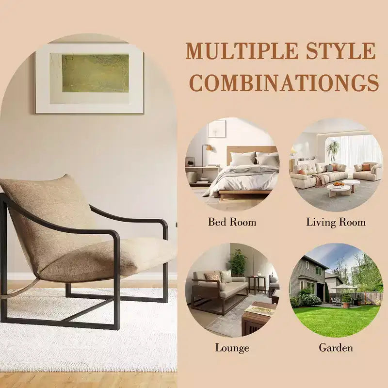 WhizMax Modern Sling Accent Chair, Comfy Fabric Living Room Chairs with Heavy Duty Metal Frame, Lounge Reading Armchair for Living Room Bedroom