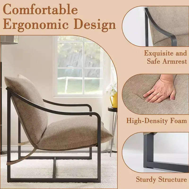 WhizMax Modern Sling Accent Chair, Comfy Fabric Living Room Chairs with Heavy Duty Metal Frame, Lounge Reading Armchair for Living Room Bedroom