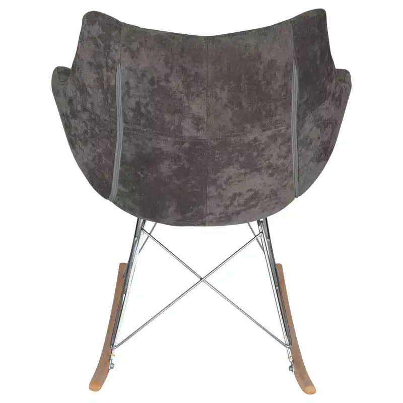 LeisureMod Willow Nursery Rocking Chair in Twill Fabric/Velvet Upholstery - Eiffel Ash Wood Base, Plus Comfort, Perfect for Nurseries