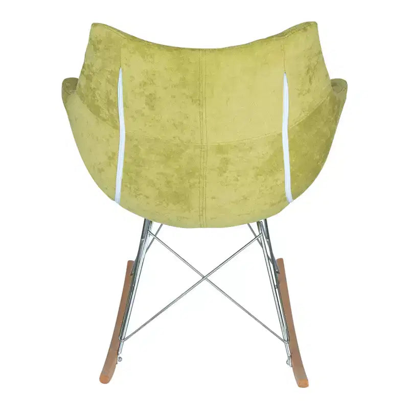 LeisureMod Willow Nursery Rocking Chair in Twill Fabric/Velvet Upholstery - Eiffel Ash Wood Base, Plus Comfort, Perfect for Nurseries