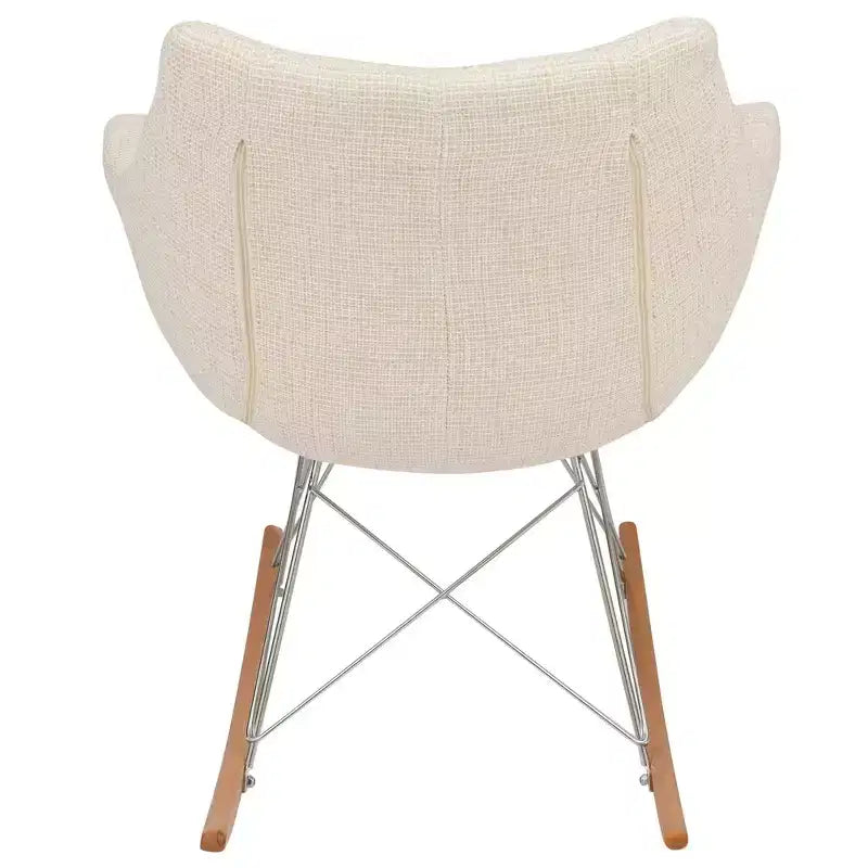 LeisureMod Willow Nursery Rocking Chair in Twill Fabric/Velvet Upholstery - Eiffel Ash Wood Base, Plus Comfort, Perfect for Nurseries