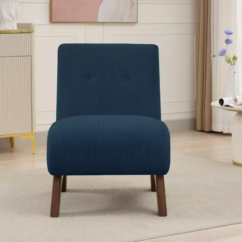 Hyleory Corduroy Upholstered Living Room Chair with Wood Legs, Modern Slipper Side Chair, Reading Chair for Living Room, Bedroom, Office, Small Space