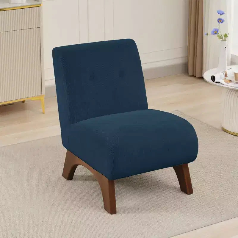 Hyleory Corduroy Upholstered Living Room Chair with Wood Legs, Modern Slipper Side Chair, Reading Chair for Living Room, Bedroom, Office, Small Space