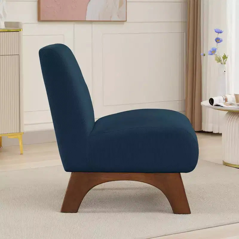 Hyleory Corduroy Upholstered Living Room Chair with Wood Legs, Modern Slipper Side Chair, Reading Chair for Living Room, Bedroom, Office, Small Space