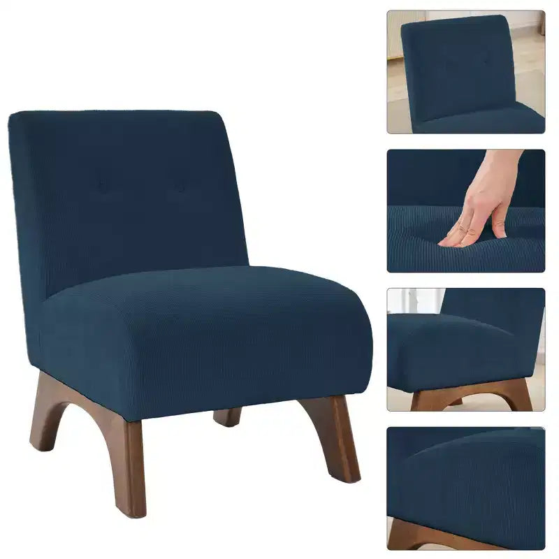Hyleory Corduroy Upholstered Living Room Chair with Wood Legs, Modern Slipper Side Chair, Reading Chair for Living Room, Bedroom, Office, Small Space