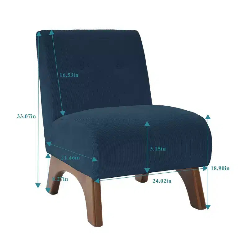 Hyleory Corduroy Upholstered Living Room Chair with Wood Legs, Modern Slipper Side Chair, Reading Chair for Living Room, Bedroom, Office, Small Space