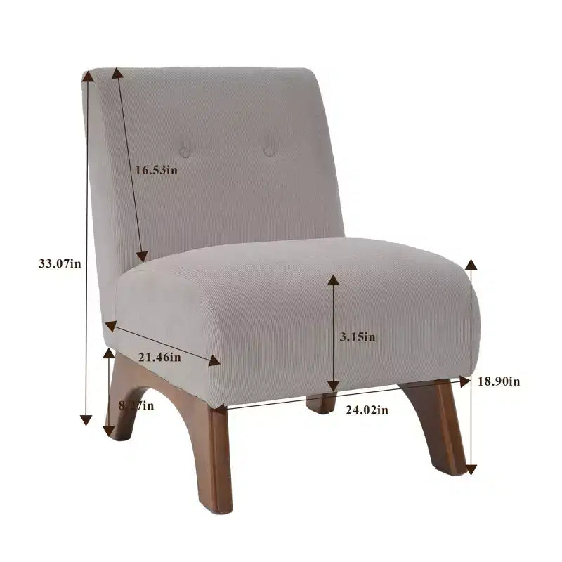 Hyleory Corduroy Upholstered Living Room Chair with Wood Legs, Modern Slipper Side Chair, Reading Chair for Living Room, Bedroom, Office, Small Space